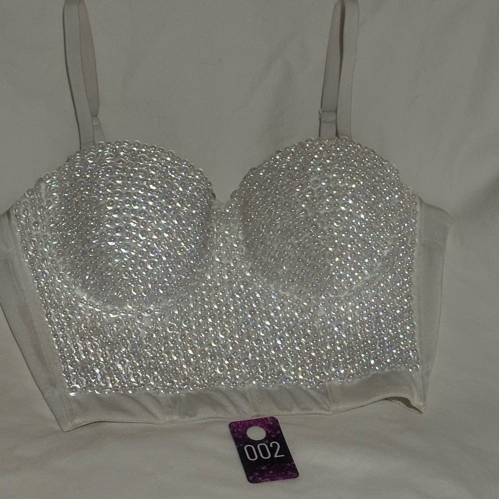 Sparkling White Embellished Bustier